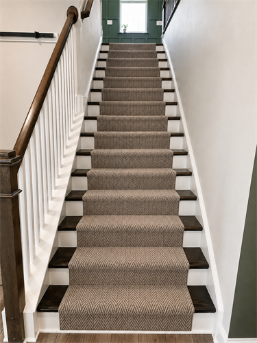 Installed New Hardwood Stairs with a Carpet Runner