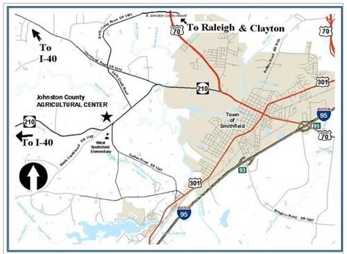 Map to Johnston County Ag Center