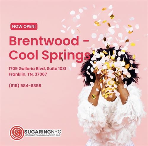 Organic Waxing (Sugaring) in Cool Springs!  Our paste is made from only three ingredients organic sugar, organic lemon and water. Thats's it! It is not hot and will not burn your skin.  