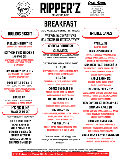 Breakfast Menu Breakfast Menu