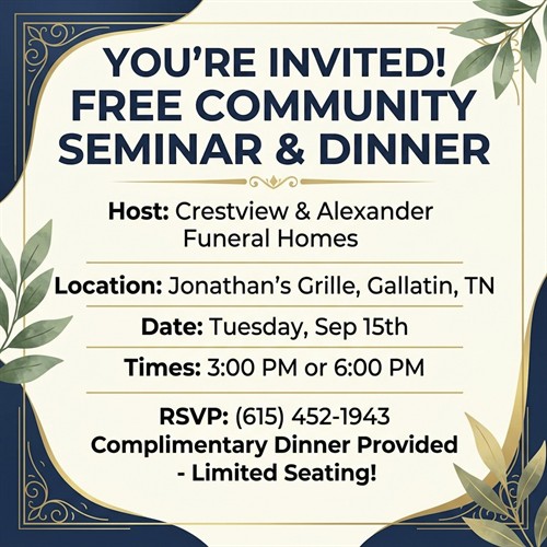Dinner Seminar ~ Spaces limited!