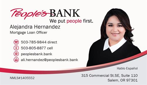 Business Card - Ali Hernandez Loan Officer 