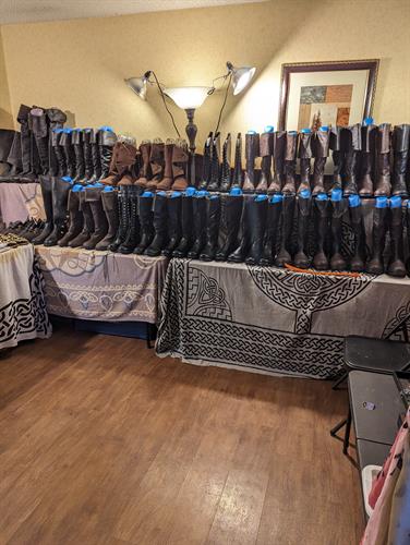 Some of our boots on display at Radcon in Pasco WA February 2024