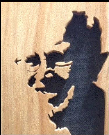 Owner Bob Hawley face using shadow art