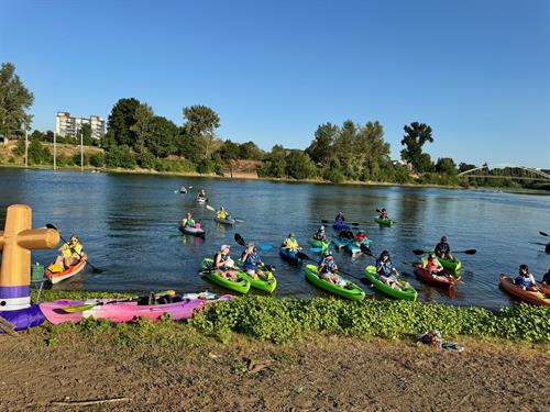 Worship on the Water $ Bible Study event, hosted by Oregon Kayak Tours LLC