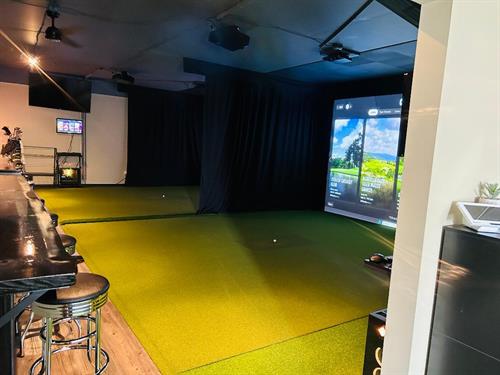 View of the two golf simulator bays