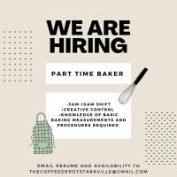 Hiring Part Time Baker