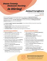 Animal Caregiver with Dunn County Humane Society