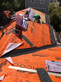 Roofing project in progress.