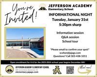 Jefferson Academy Elementary Informational Night for Prospective Families
