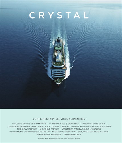 Here’s the “short list” of what is included on a Crystal Cruise. 