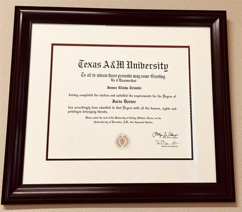 Juris Doctor, Texas A&M School of Law, 2013