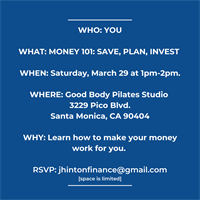 Money 101: Save, Plan, Invest In-Person Meet Up