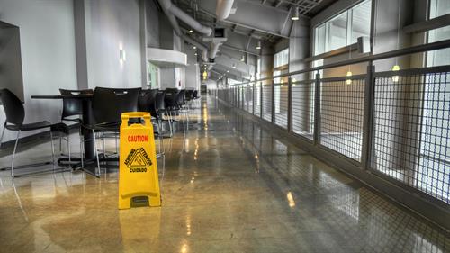 wet floor with clean floors 