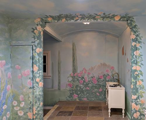 Playhouse secret garden mural