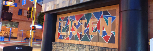 temporary mural during 2020's downtown board up