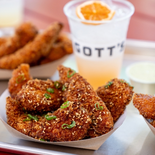 Gott's Teriyaki Chicken Tenders and Paloma Spritz