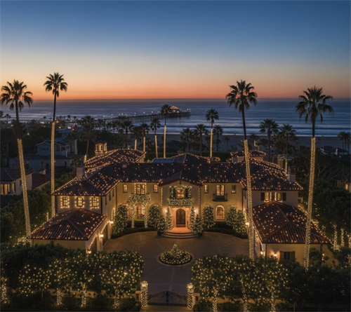 Beat the late-fall rush! Lock in your custom holiday lighting setup early for your Santa Monica estate.
