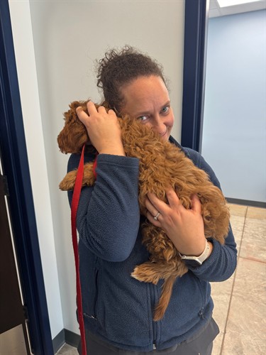 Dr Beth & Woodford snuggling!