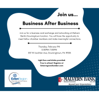 Rescheduled May 11, 2023-Business After Business Networking Malvern Bank