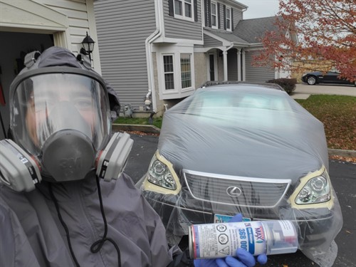 Headlight restoration using 2K clear coat the right way — full masking, professional gear.