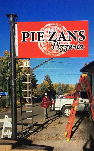Pie Zans new location signage