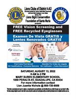 FREE Vision Screening & FREE Recycled Eyeglasses Event