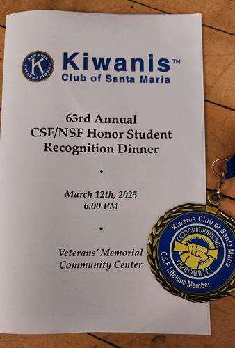 Recognized over 80 high achievers through their California Scholarship Federation dinner