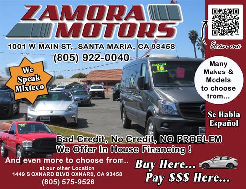 Mailer I designed for Zamora Motors in Santa Maria