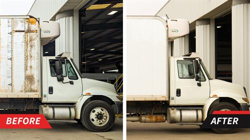 Panel replacements on a reefer truck. 