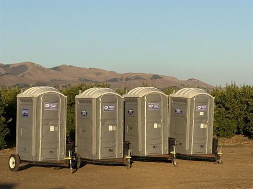 Single restroom trailers with handwash stations 