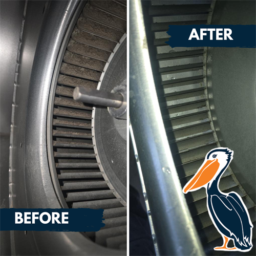 Before and after of an indoor unit system maintenance. 