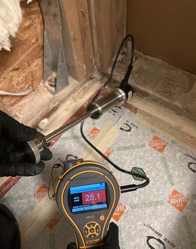 Elevated moisture readings in framing