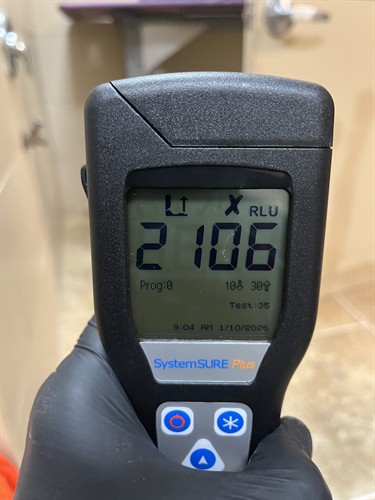 ATP readings to measure active microbial activity
