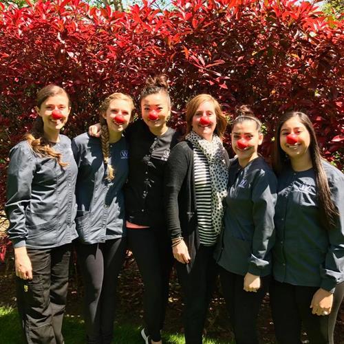Dr. Woo and team participating in Red Nose Day for Children's Cancer. 