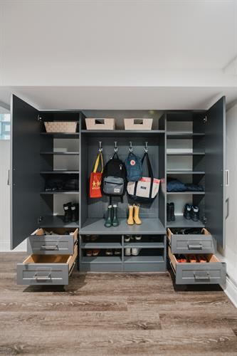 Basement "Mudroom" entryway for a busy Chicago family.