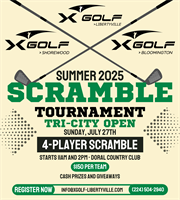 Indoor Golf Scramble – July 27th Grab your foursome and join us for a 4-player Indoor Golf Scramble at X-Golf Libertyville!