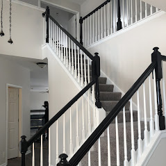 Lindenhurst staircase banister rails, post, spindles painting