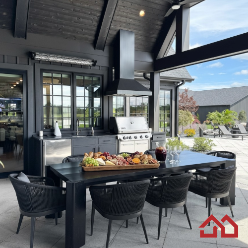 Stunning custom residence, built by Martin Bros. Contracting, Inc., showcases a modern mission aesthetic elevated by luxury detailing and expansive outdoor living.