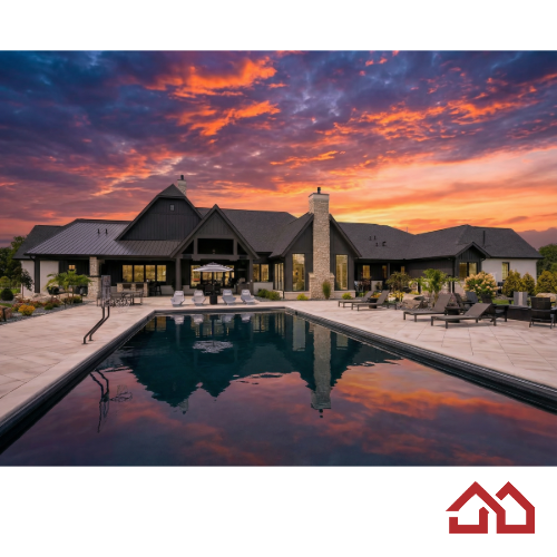 Stunning custom residence, built by Martin Bros. Contracting, Inc., showcases a modern mission aesthetic elevated by luxury detailing and expansive outdoor living.