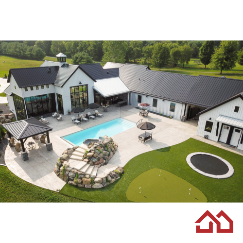 At the center of the backyard oasis is an inviting in-ground pool, perfect for cooling off on hot summer days. Nearby, a gazebo offers a shaded retreat for lounging or outdoor dining, while an outdoor kitchen ensures that every culinary need is met.