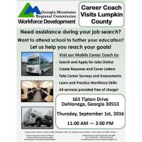 Georgia Mountains Regional Commission's Workforce Development Career Coach is visiting Lumpkin County