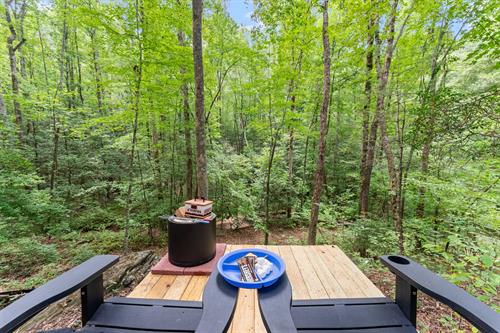 Enjoy smores on this wood burning solo stove.