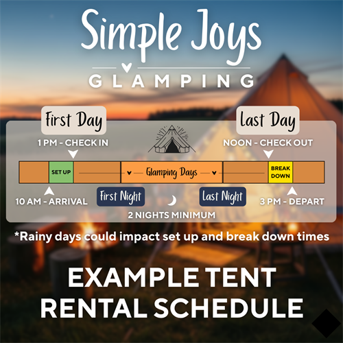 Example Tent Rental Schedule - Simple Joys Glamping