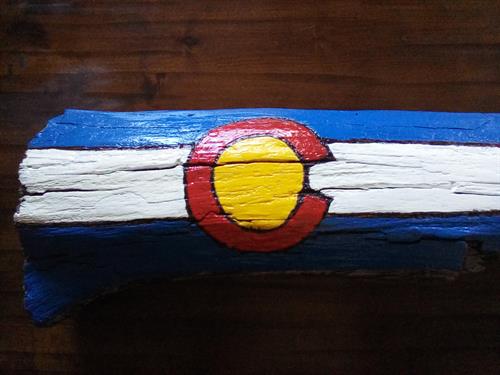 Colorado Designed Log Wall Flags with attachements    Now on Sale 20% off until end of September 2023