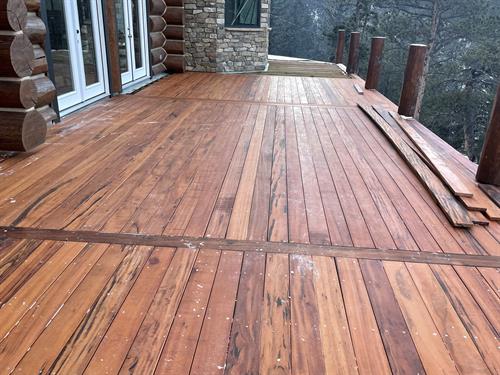 Hardwood Decking on Log Home