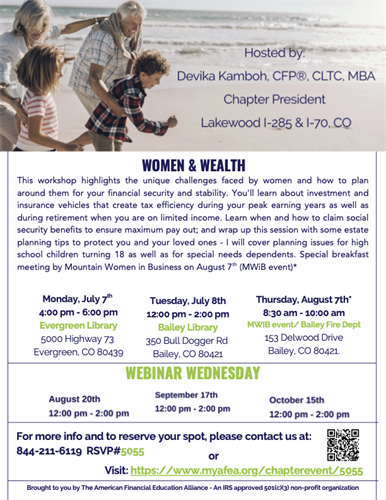 workshop and webinar dates for Women