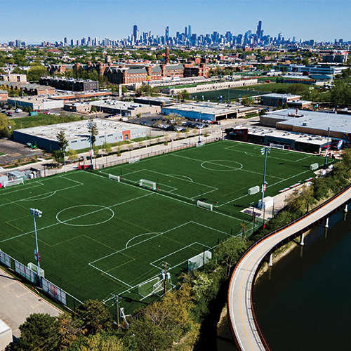 During the outdoor season (April-November), the Fire Pitch features two full size 11v11 fields. 