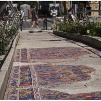CTA yanks up 'Commuter Carpet' artwork at Brown Line station
