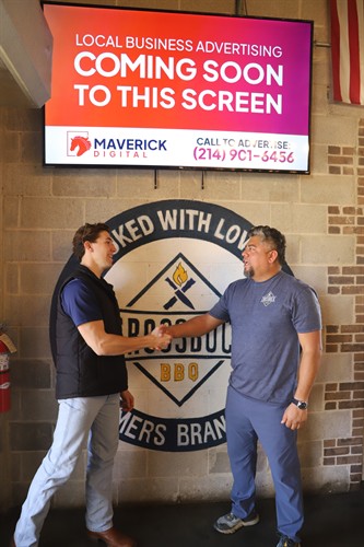 Shaking hands on new opportunities! Partnering with great local businesses like Crossbuck BBQ allows us to put your brand directly in front of thousands of daily North Dallas consumers. Want your business featured on this screen? Let's connect!
